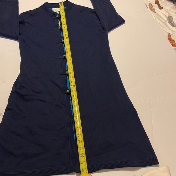 Shanghai Tang Long Navy Blue Silk Cardigan - Women’s Size XL - Picture 11 of 12